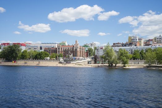 Volga river embankment in Samara, Russia. Panoramic view of the city. On a Sunny summer day. 18 June 2018