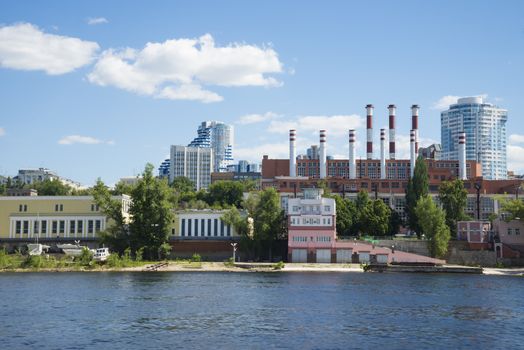 Volga river embankment in Samara, Russia. Panoramic view of the city. On a Sunny summer day. 18 June 2018