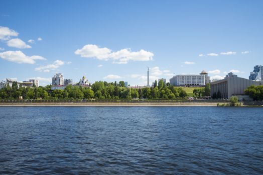 Volga river embankment in Samara, Russia. Panoramic view of the city. On a Sunny summer day. 18 June 2018