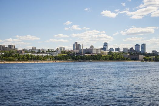 Volga river embankment in Samara, Russia. Panoramic view of the city. On a Sunny summer day. 18 June 2018