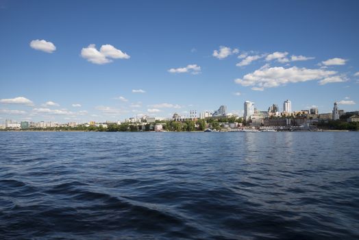 Volga river embankment in Samara, Russia. Panoramic view of the city. On a Sunny summer day. 18 June 2018