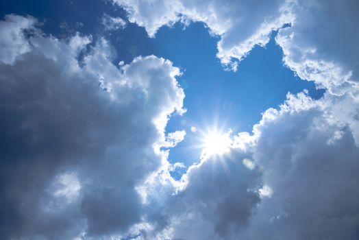 White clouds on the blue sky during the day. Nature landscape