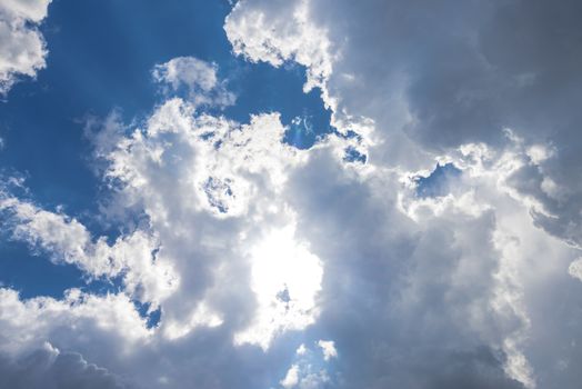 White clouds on the blue sky during the day. Nature landscape