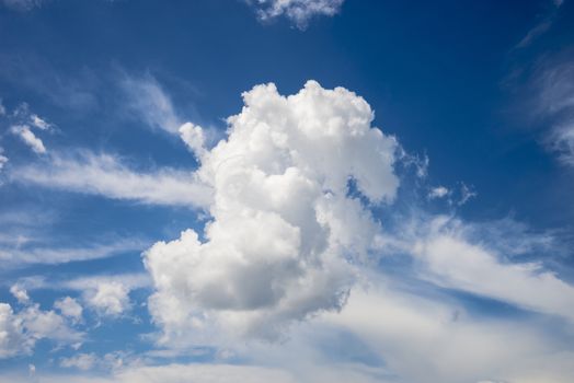 White clouds on the blue sky during the day. Nature landscape