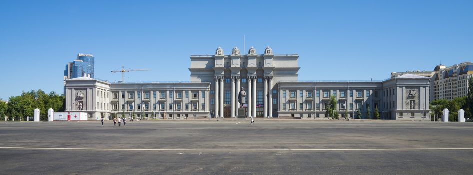 Opera and ballet building on Kuibyshev square in Samara, Russia. Summer Sunny day 31 July 2018.