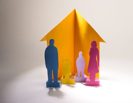 family of colored paper on white background