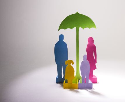 family of colored paper on white background