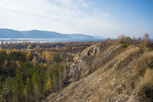 Tsarev kurgan. Attraction of the Samara region. On a Sunny autumn day.