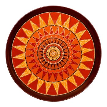 Decorative ceramic dish painted with hands. Art, handmade