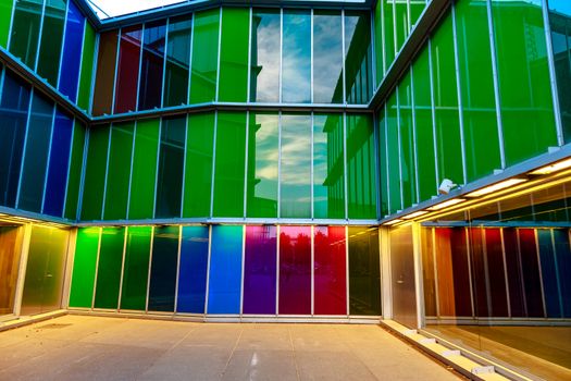 LEON, SPAIN-SEP 02: Facade of MUSAC. Contemporary Art Museum of Castilla y Leon. Contemporary building opened in 2005. View of colorful facade  on Sep 02, 2010, in Leon, Spain
