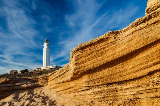 Wonderful lighthouse known as Trafalgar's lighthouse at the province of Cádiz