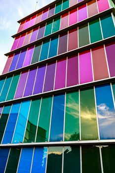 LEON, SPAIN-SEP 02: Facade of MUSAC. Contemporary Art Museum of Castilla y Leon. Contemporary building opened in 2005. View of colorful facade  on Sep 02, 2010, in Leon, Spain