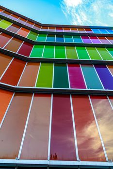 LEON, SPAIN-SEP 02: Facade of MUSAC. Contemporary Art Museum of Castilla y Leon. Contemporary building opened in 2005. View of colorful facade  on Sep 02, 2010, in Leon, Spain