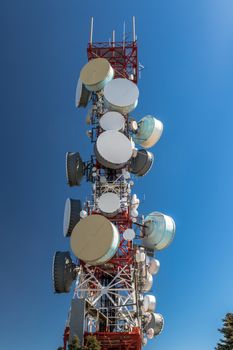 Big communications tower in a sunny day on Estepona, Malaga, Spain