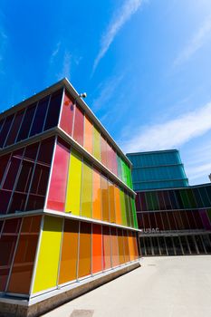 LEON, SPAIN-SEP 02: Facade of MUSAC. Contemporary Art Museum of Castilla y Leon. Contemporary building opened in 2005. View of colorful facade  on Sep 02, 2010, in Leon, Spain
