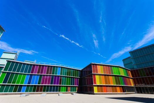 LEON, SPAIN-SEP 02: Facade of MUSAC. Contemporary Art Museum of Castilla y Leon. Contemporary building opened in 2005. View of colorful facade  on Sep 02, 2010, in Leon, Spain