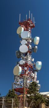 Big communications tower in a sunny day on Estepona, Malaga, Spain