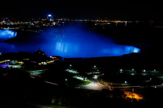 Fantastic Niagara Falls view with Colorful Lights at night, Canadian Falls, Ontario, Canada