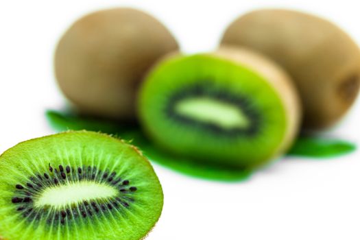 Fresh piece kiwi fruit isolated on white background