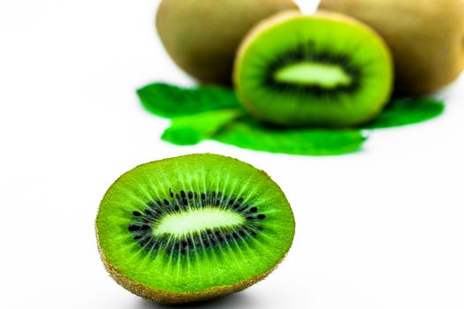 Fresh piece kiwi fruit isolated on white background