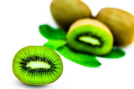 Fresh piece kiwi fruit isolated on white background