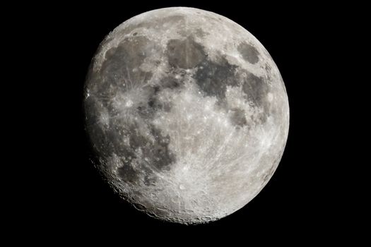 Moon closeup showing the details of the lunar surface.