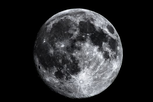 Moon closeup showing the details of the lunar surface.