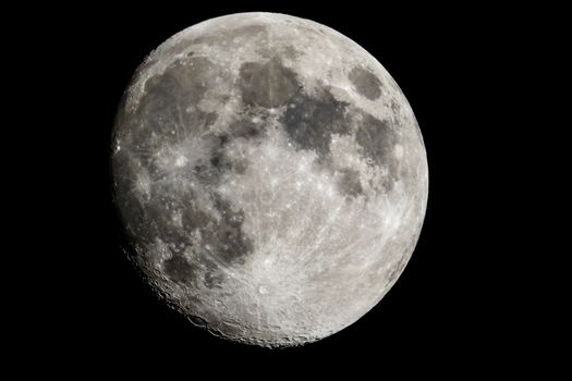 Moon closeup showing the details of the lunar surface.