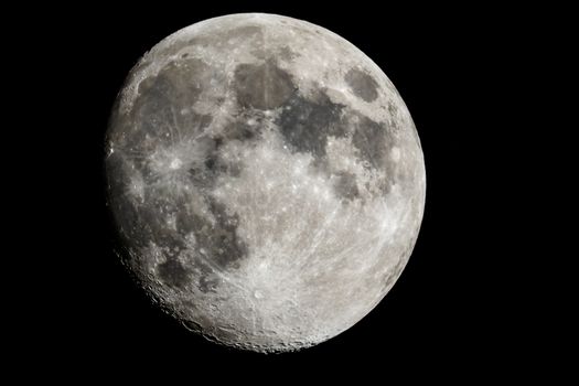 Moon closeup showing the details of the lunar surface.