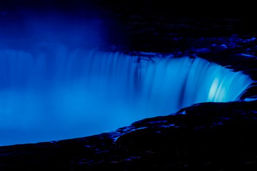 Fantastic Niagara Falls view with Colorful Lights at night, Canadian Falls, Ontario, Canada