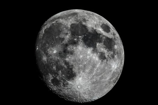 Moon closeup showing the details of the lunar surface.