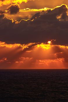 Fantastic sunset on the beach of Conil de la Frontera, Cadiz, Spain