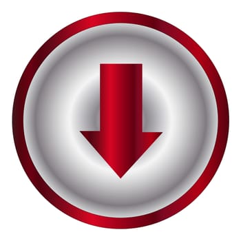 A down up metal button with the text up over a white background.