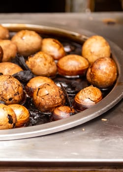 Taiwanese eggs boiled in tea with mushrooms