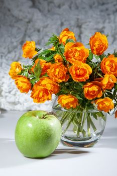 Bouquet with flowers on a studio background