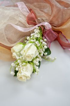 Bouquet with flowers on a studio background