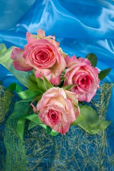 Bouquet with flowers on a studio background