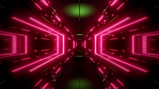 scifi space tunnel corridor with glowing shiny lights 3d illustration background, futuritic 3d rendering with nice glowing shine background