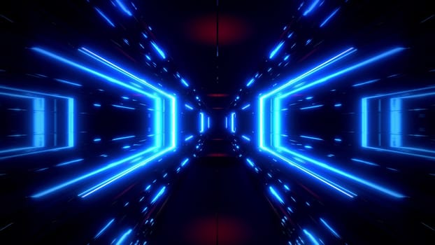 scifi space tunnel corridor with glowing shiny lights 3d illustration background, futuritic 3d rendering with nice glowing shine background