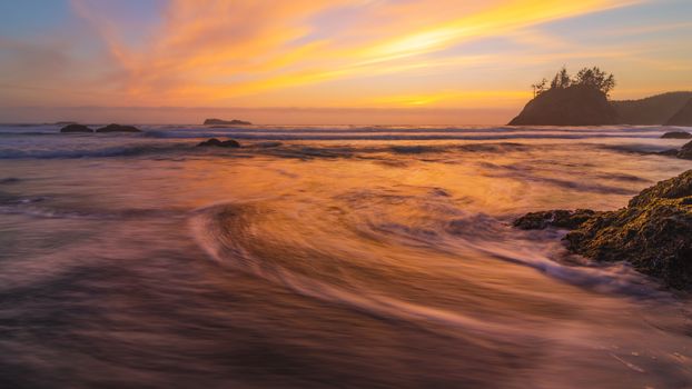 Sunset at a Rocky Beach, Northern California, USA