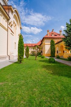 Inner Courtyard of Coronation Cathedral in Alba Carolina Citadel. Alba Iulia, Romania