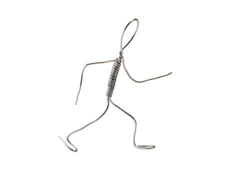 Running man made from aluminum wire isolated on white