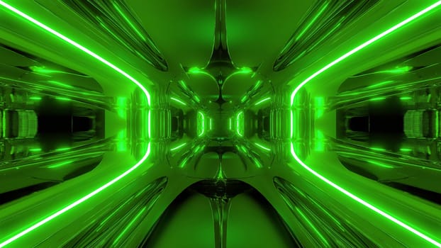 alien ship corridor tunnel wallpaper 3d rendering 3d illustration, modern futuriwstic scifi tunnel background with glowing lights, nice reflection on metl alien ship tunnel