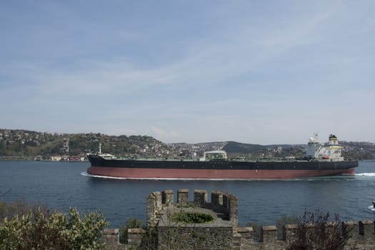 Istanbul throat. Rumeli Fortress. Watch the freight ships from the ramparts of the fortress