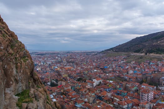 city skyline, city panorama. urban buildings and city center. aerial view of the city. View of the city from "Afyonkarahisar" castle