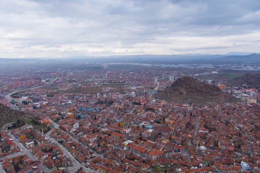 city skyline, city panorama. urban buildings and city center. aerial view of the city. View of the city from "Afyonkarahisar" castle