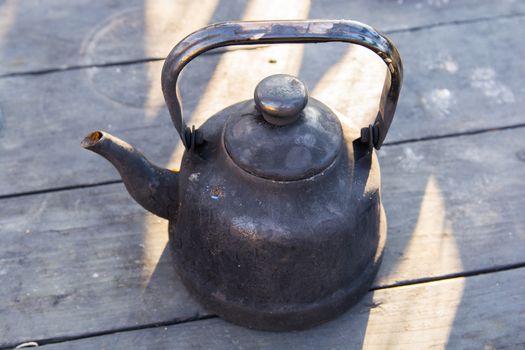 hand made copper teapot. obsolete and rusted. unavailable