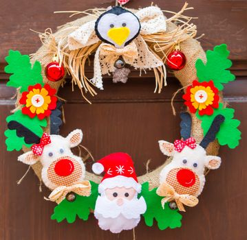 door ornament for Christmas. Santa Claus and Deer Ornaments