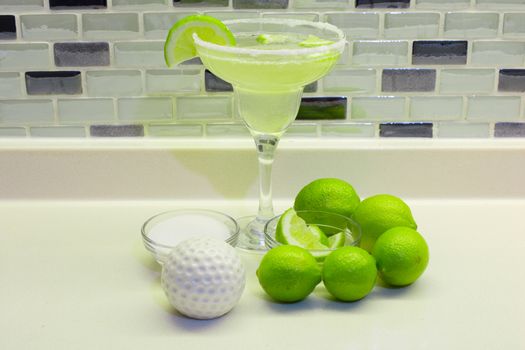 margarita cocktail.famous cocktail made with tequila, orange liqueur and lemon juice.