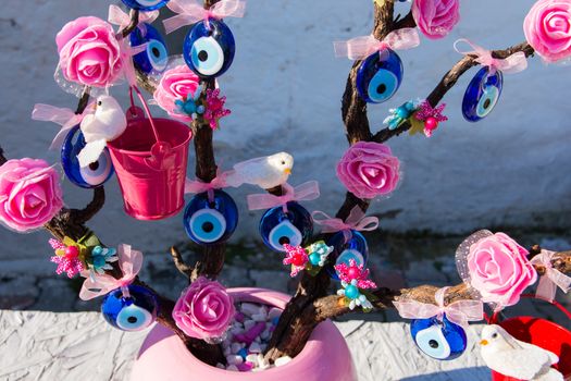 Evil eye bead souvenirs.broken glass is melted and shaped. In culture and religious belief, the figure of the eye is regarded as a powerful amulet protecting evil. It is a powerful talisman in Turkish culture.